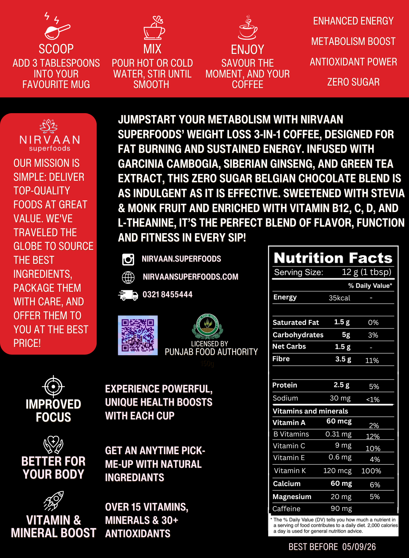 Weight Loss Coffee-3 in 1 Belgian Chocolate-Zero Sugar