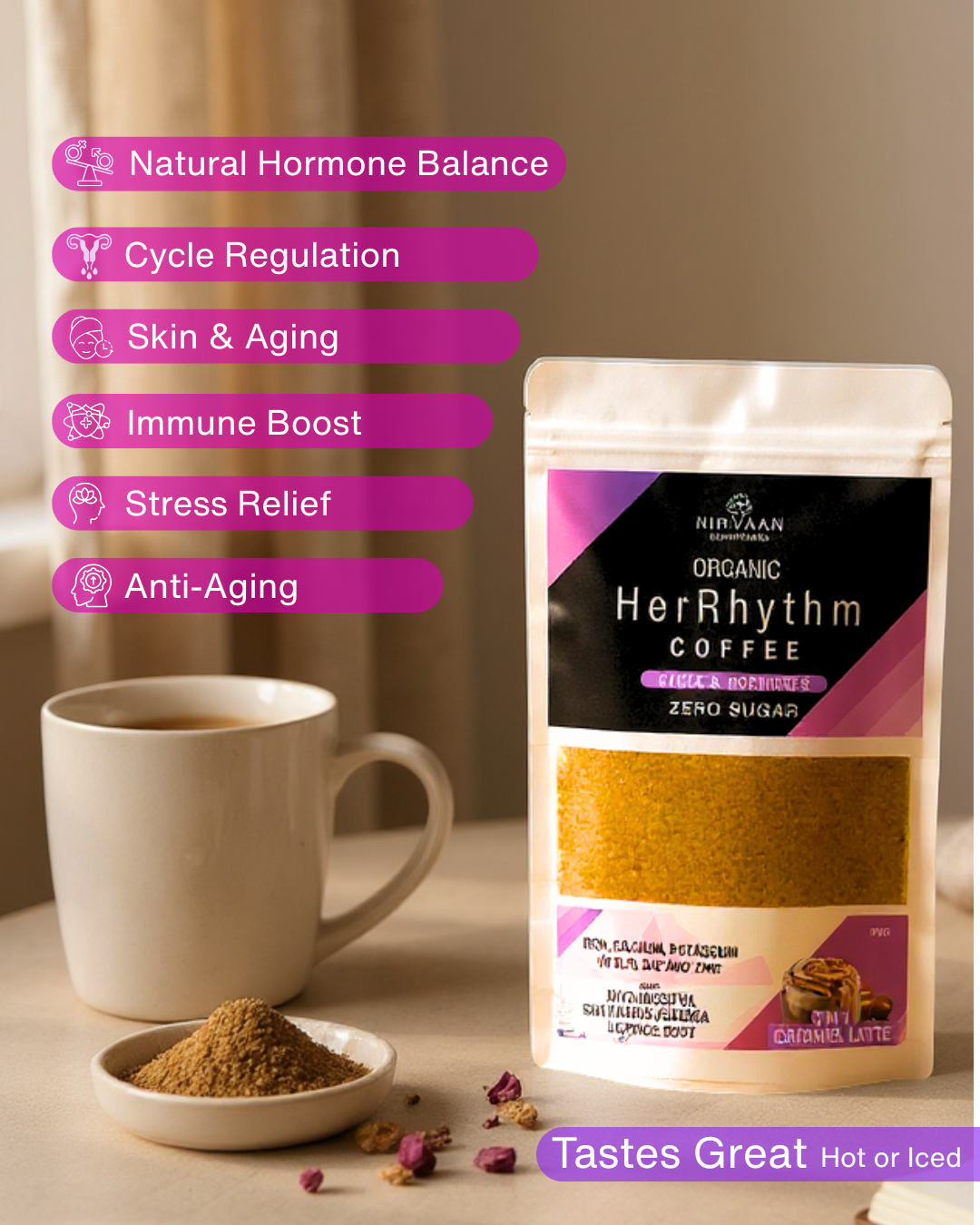 HerRhythm Coffee-| Hormone & Cycle Support |-3-in-1 Herbal Coffee for Women