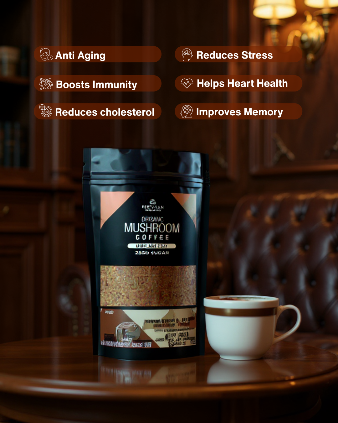 Mushroom Coffee-3 in 1 Belgian Chocolate-Zero Sugar
