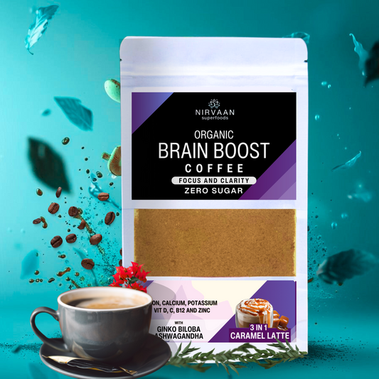 Organic Brain Boost Coffee-3 in 1 Caramel Latte- Zero Sugar